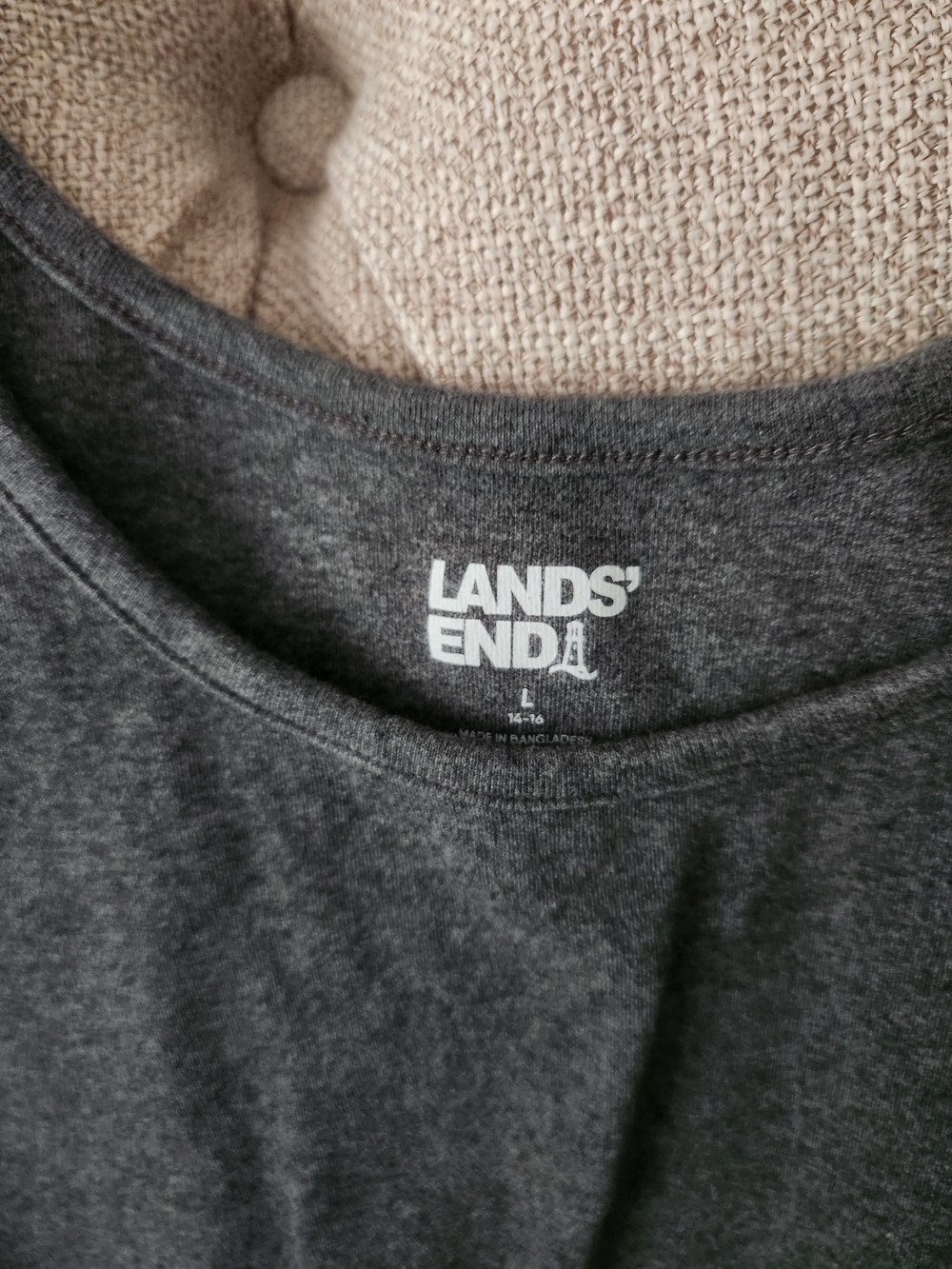 Lands' End Heather Charcoal Crewneck Tank Top